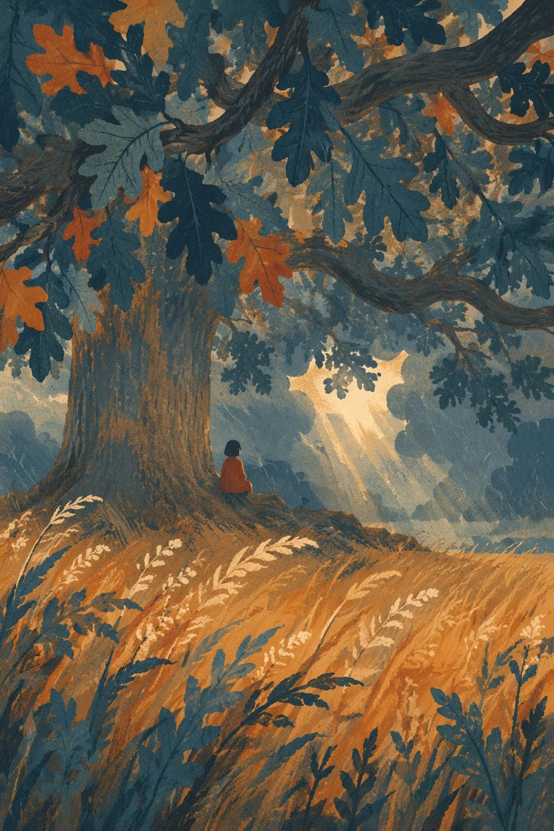 Refuge Beneath Oak Before Storm
