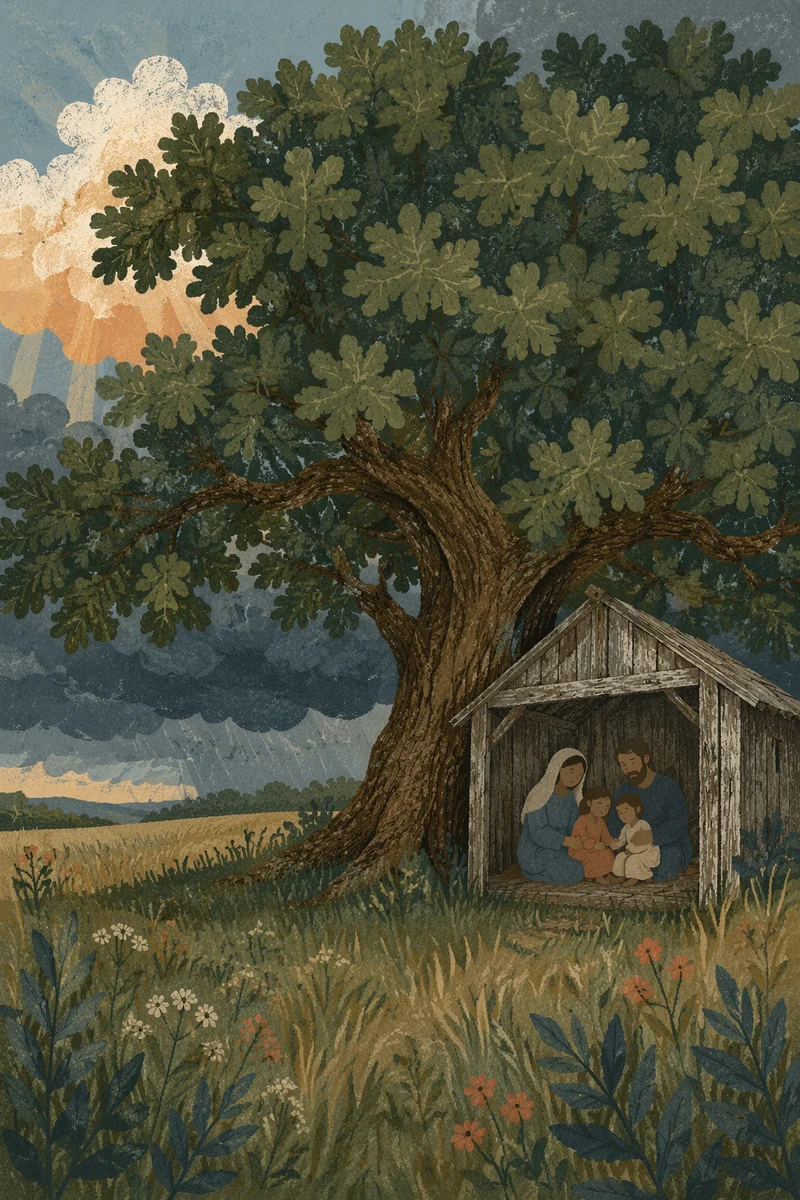Refuge Beneath the Stormy Oak