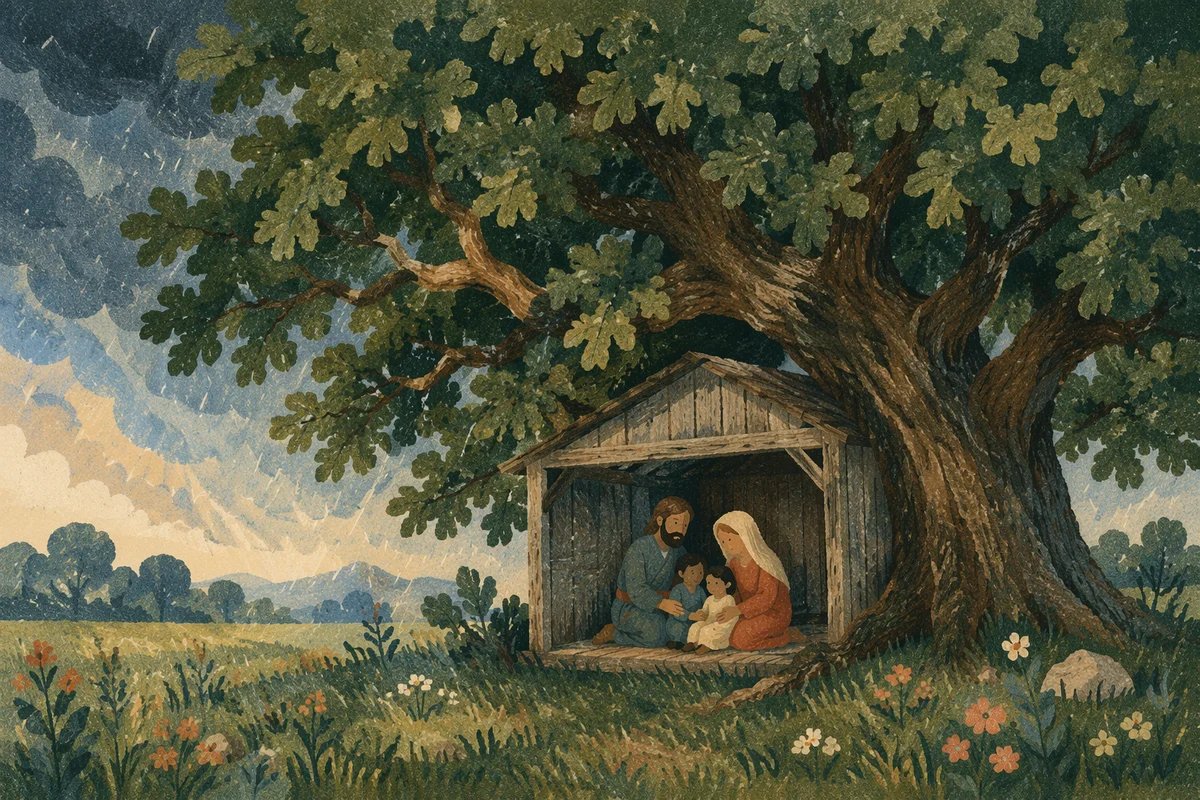 Refuge Beneath an Old Oak Storm