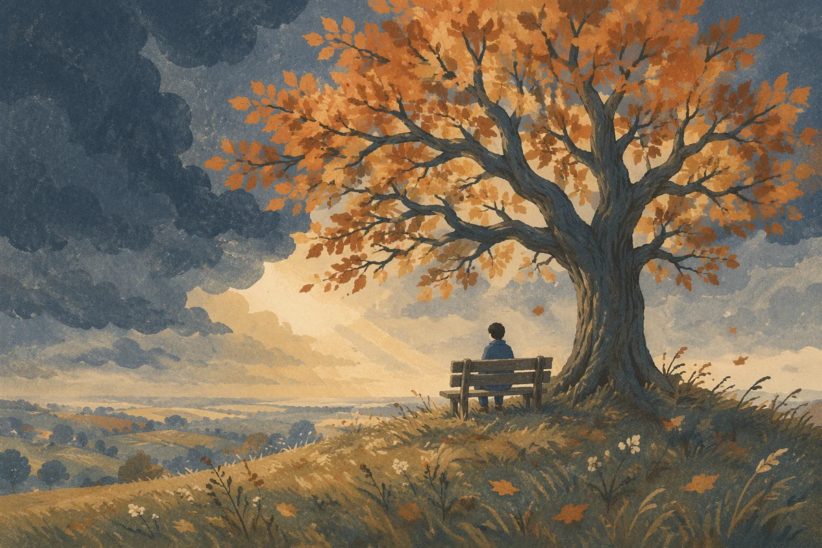 Refuge Beneath a Stormy Oak Tree