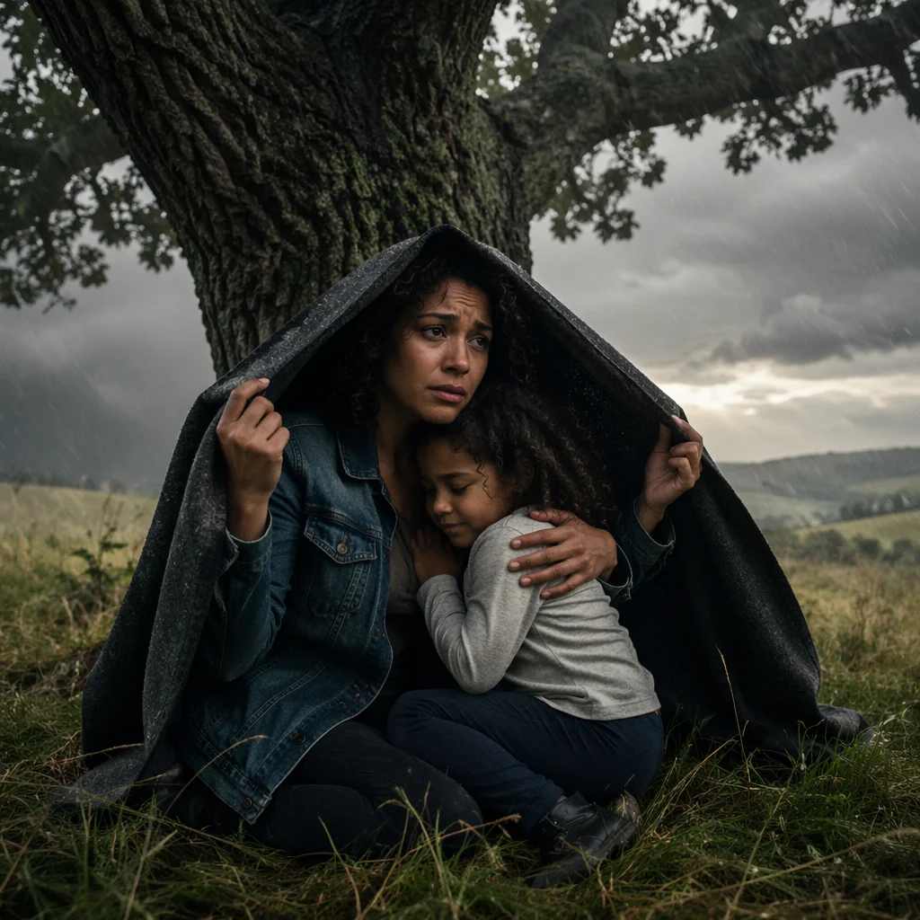 Mother and Child Shelter Under Oak