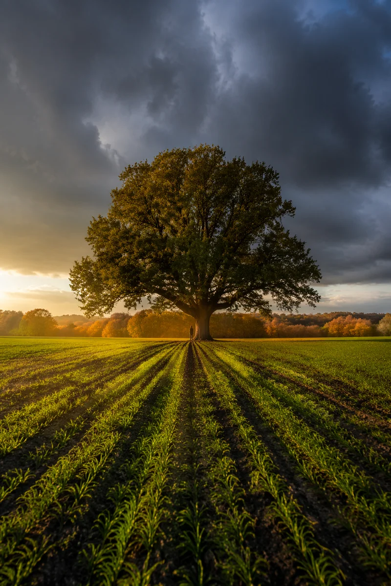 Refuge Beneath the Stormy Oak