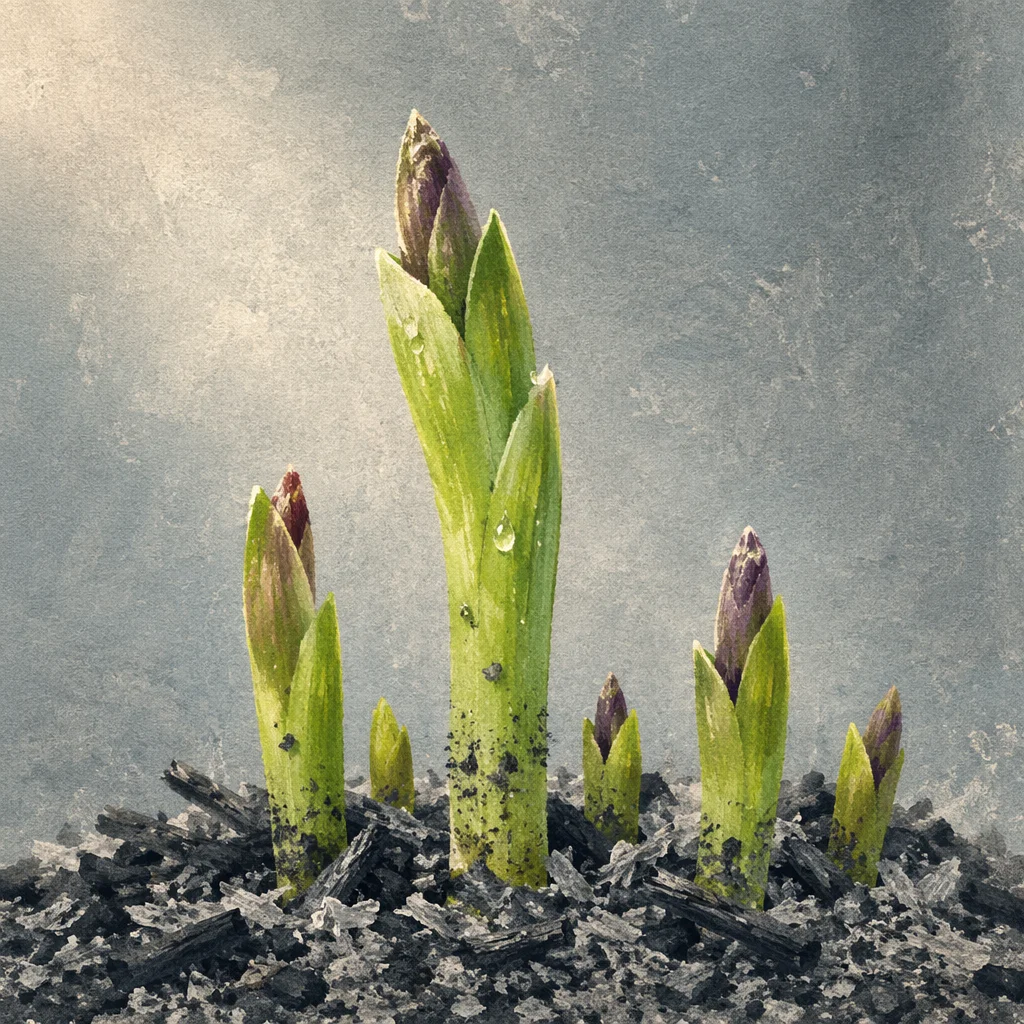 Green Shoots Rising From Ashes