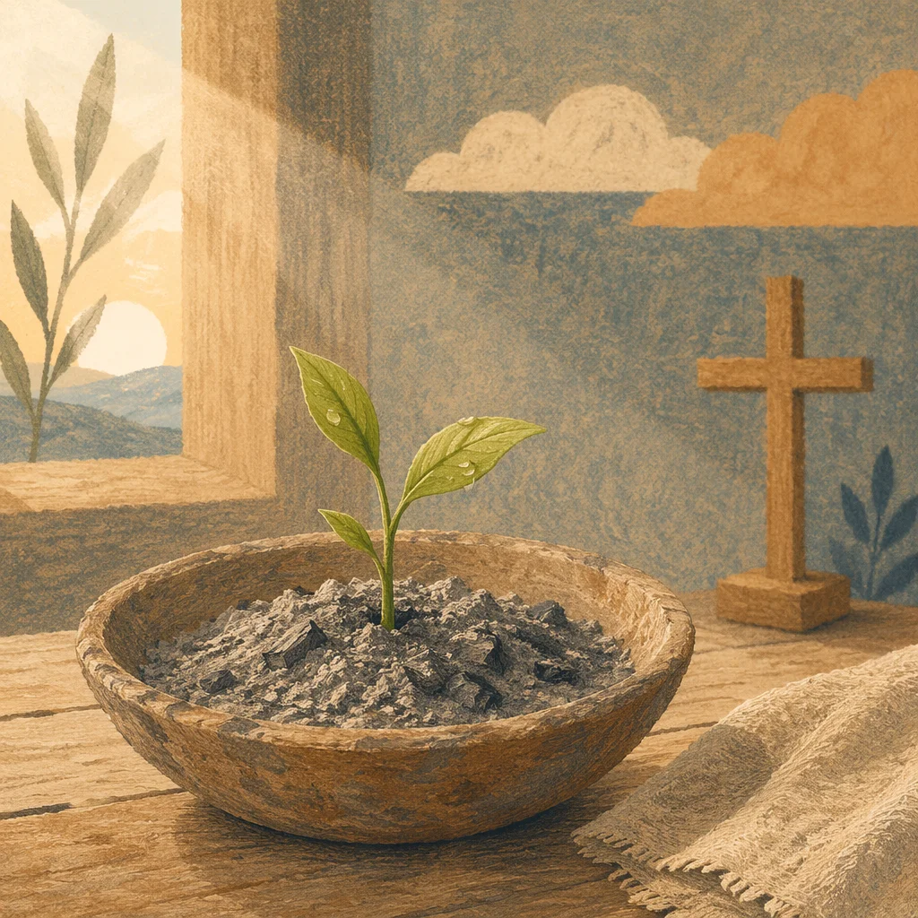 Green Shoot Rising from Ashes