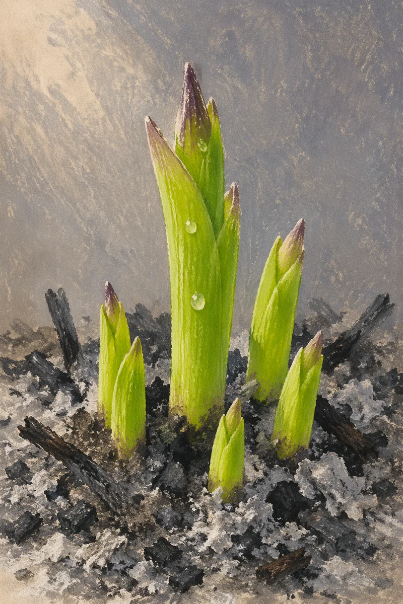 Green Shoots Rising From Ashes