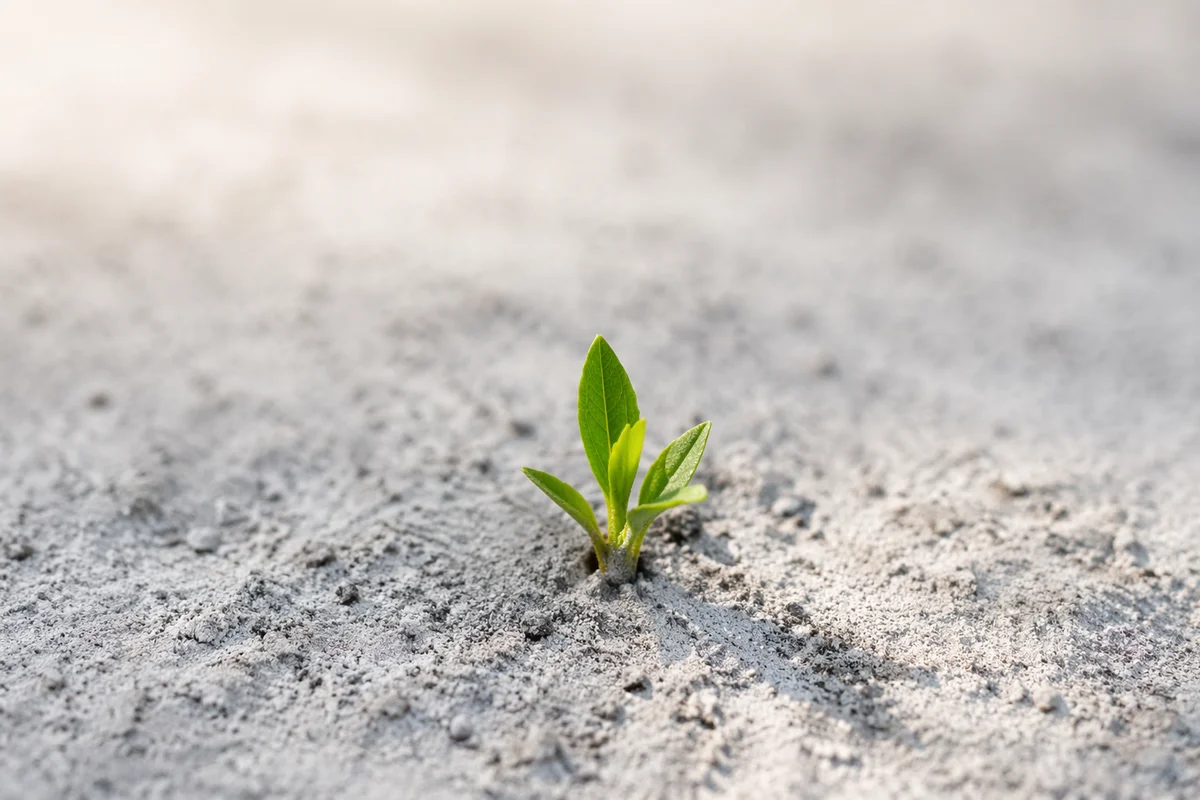 Fresh Green Shoot Rising From Ashes