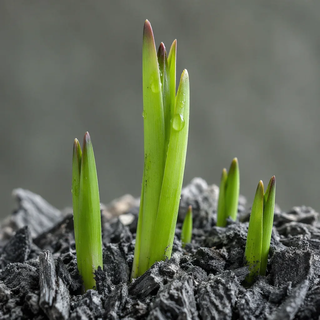 Fresh Green Shoots Rising From Ashes
