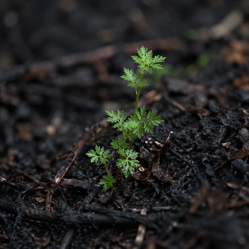 Green Shoot Rising From Ashes