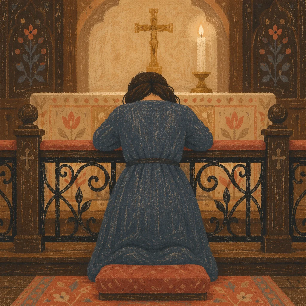 Repentant Prayer at Church Altar