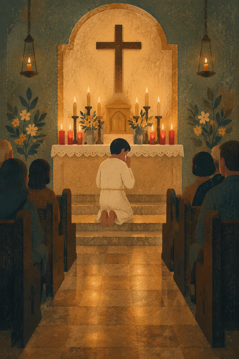 Repentant Prayer Before the Church Altar