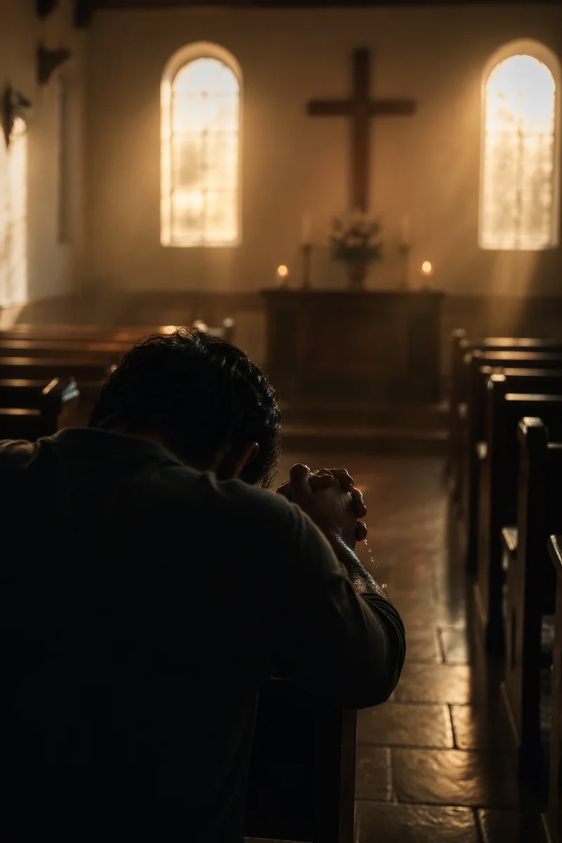 Repentant Prayer Before the Church Cross