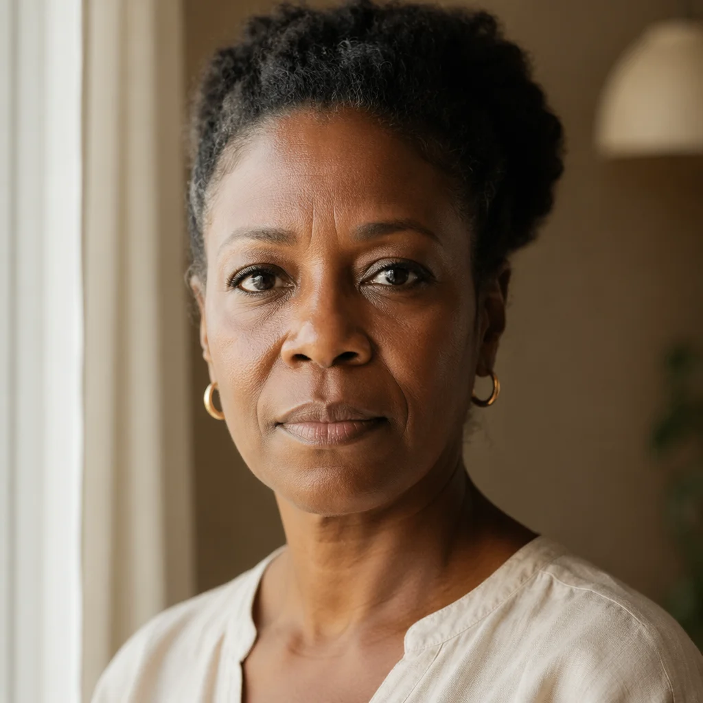 Resilient Woman with Strong Direct Gaze