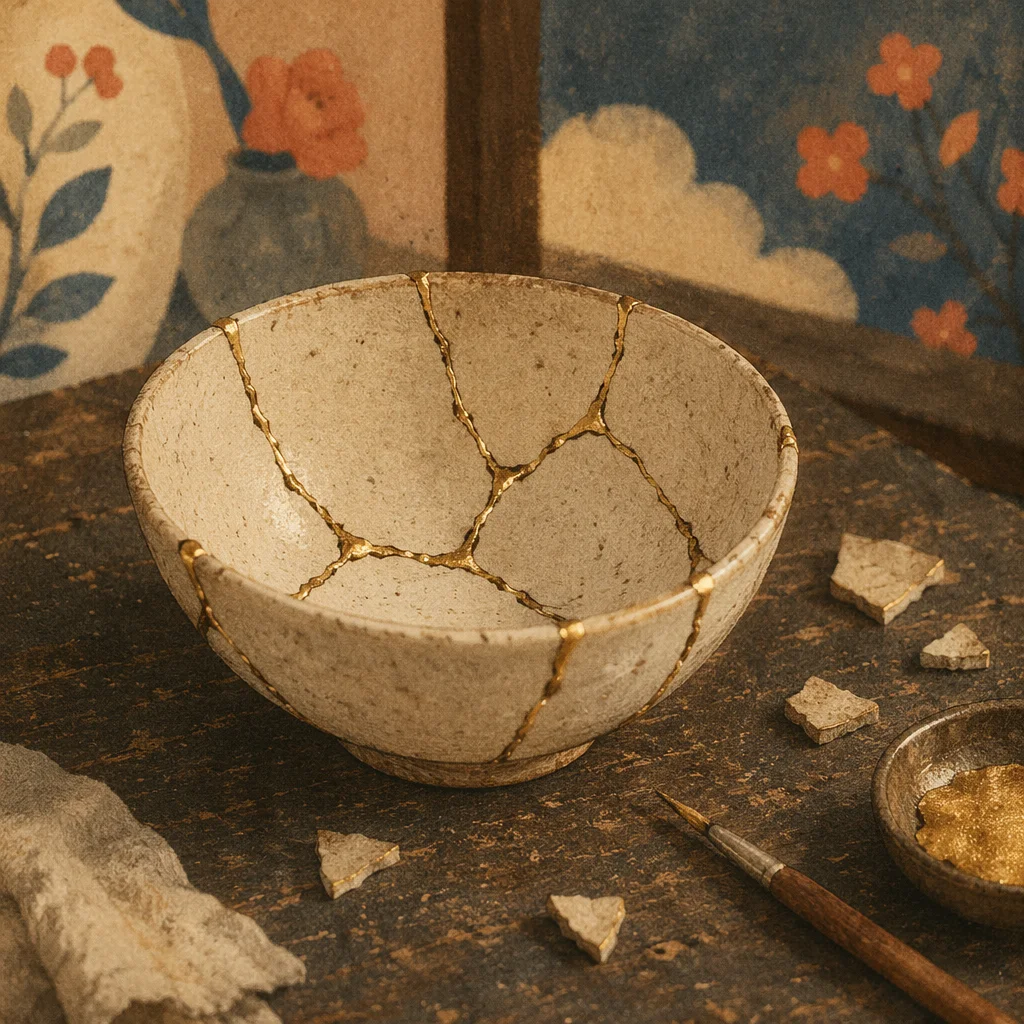 Kintsugi Bowl Restoration with Golden Seams