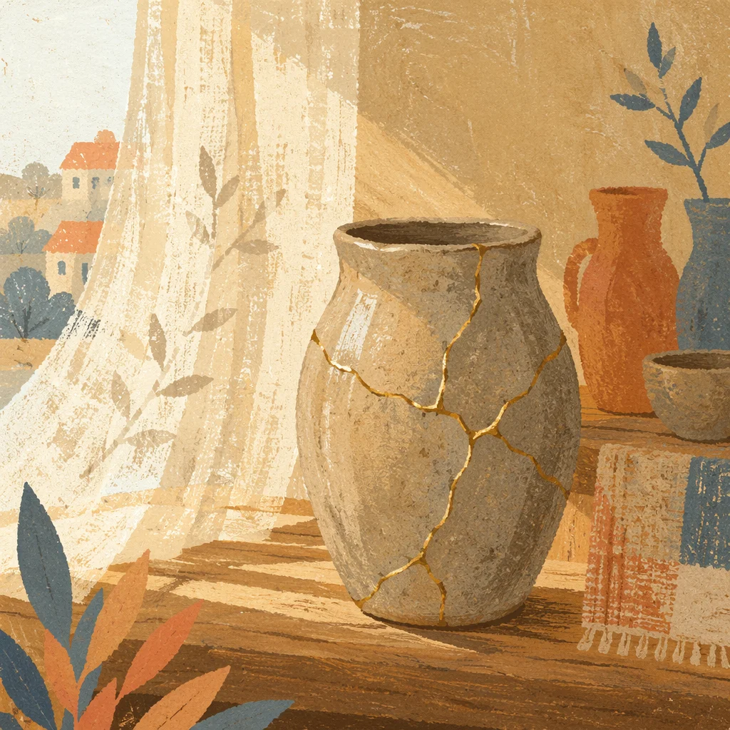 Gold Repaired Pottery of Quiet Restoration