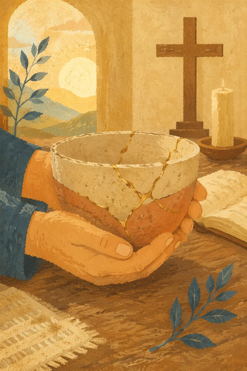 Restored Gold-Seamed Pottery in Chapel Hands