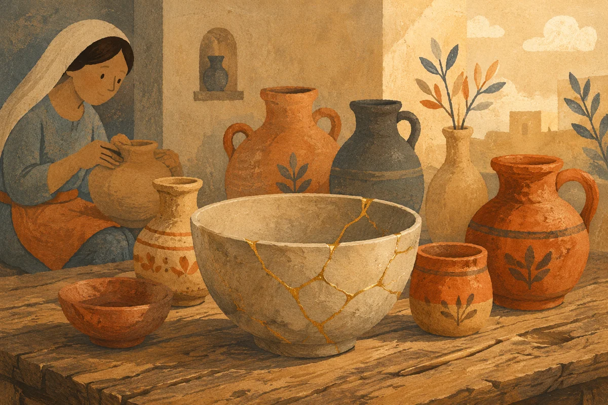 Gold Repaired Pottery Symbolizing Healing Restoration