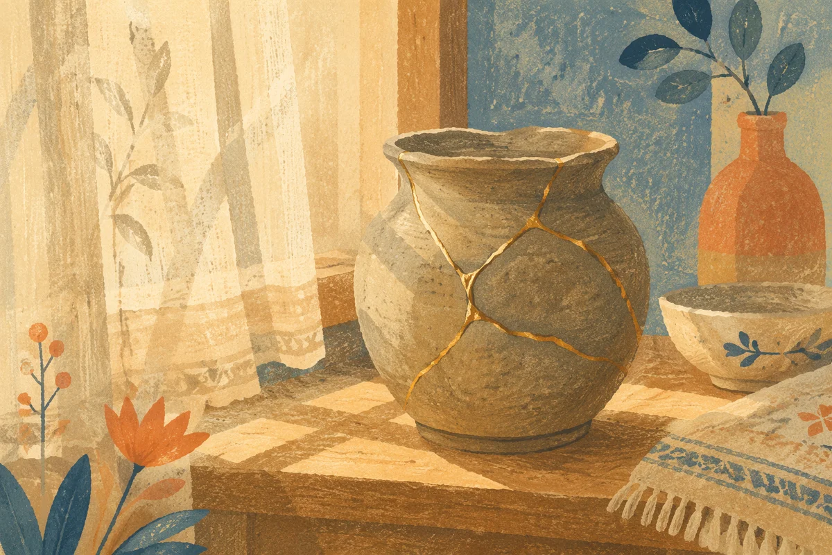 Gold Repaired Pottery of Quiet Restoration