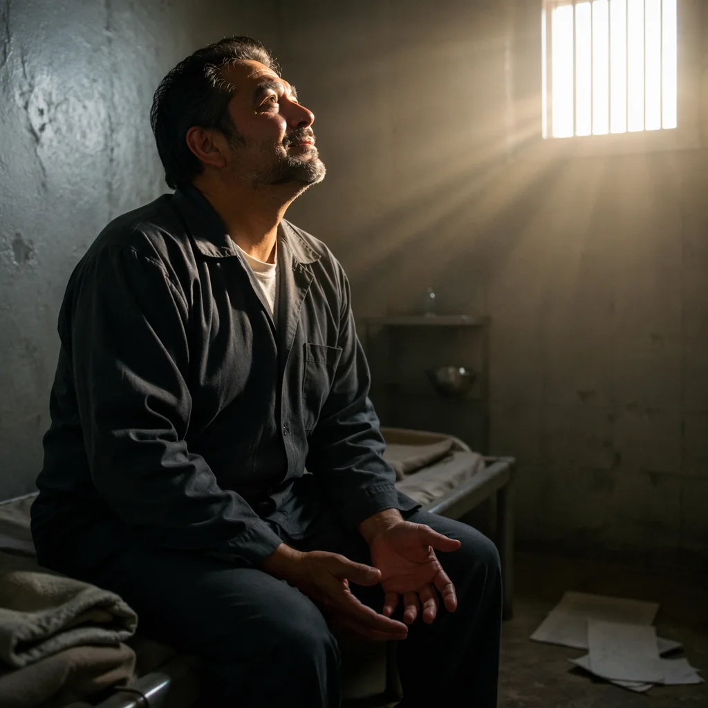 Man in Prison Cell Morning Light
