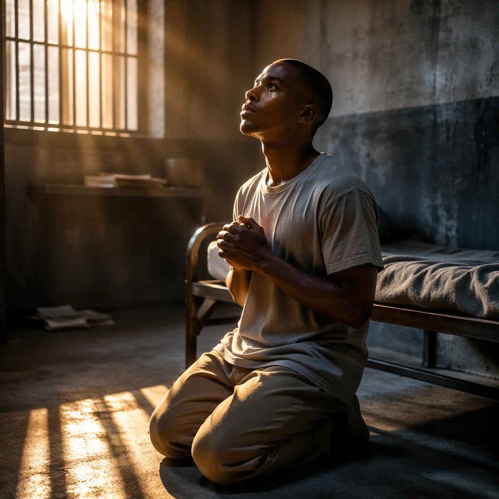 Sunlight Through Prison Bars at Dawn