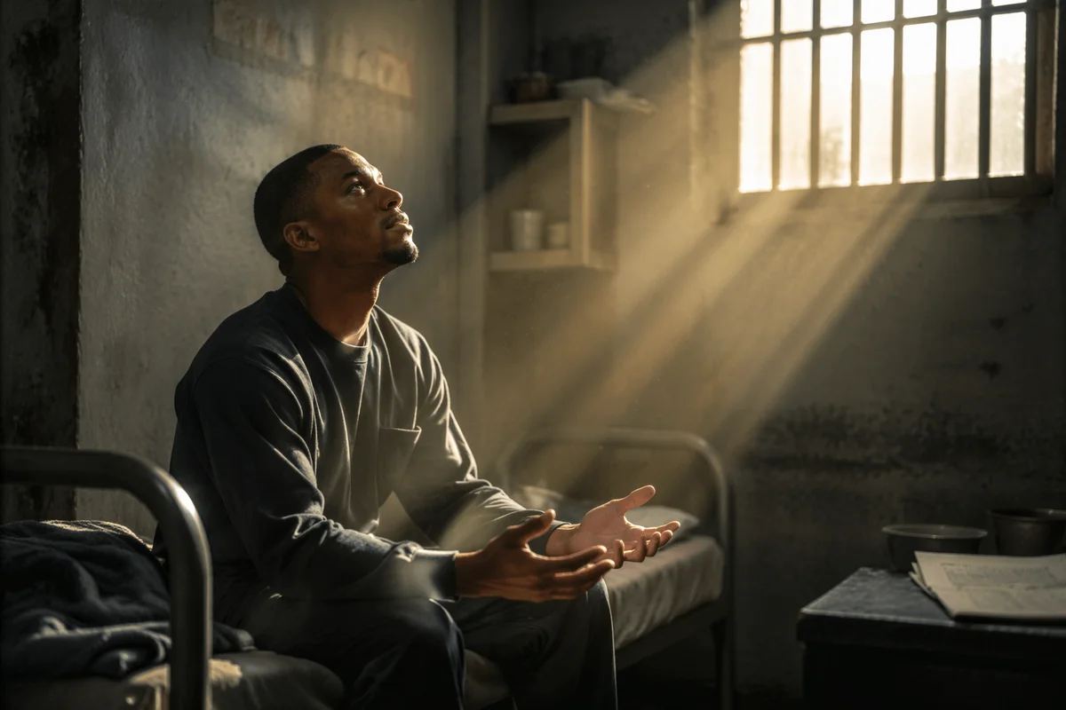 Sunlight Through Prison Cell at Dawn