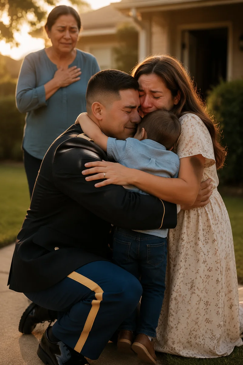 Emotional Soldier Homecoming Family Embrace