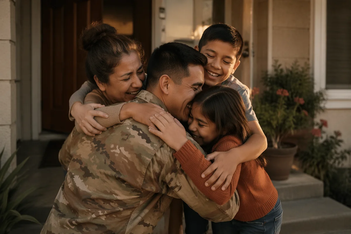 Soldier Family Reunion on Front Porch