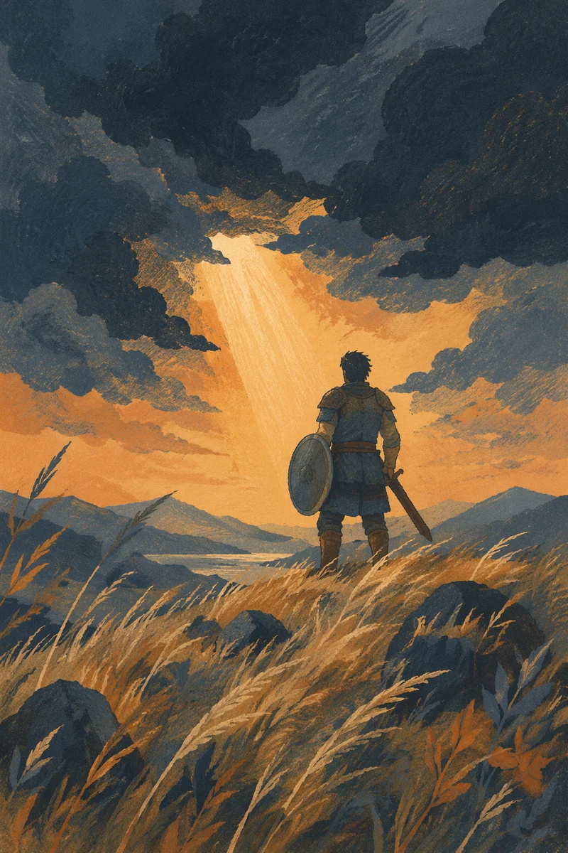 Lone Warrior at Dusk in Faith