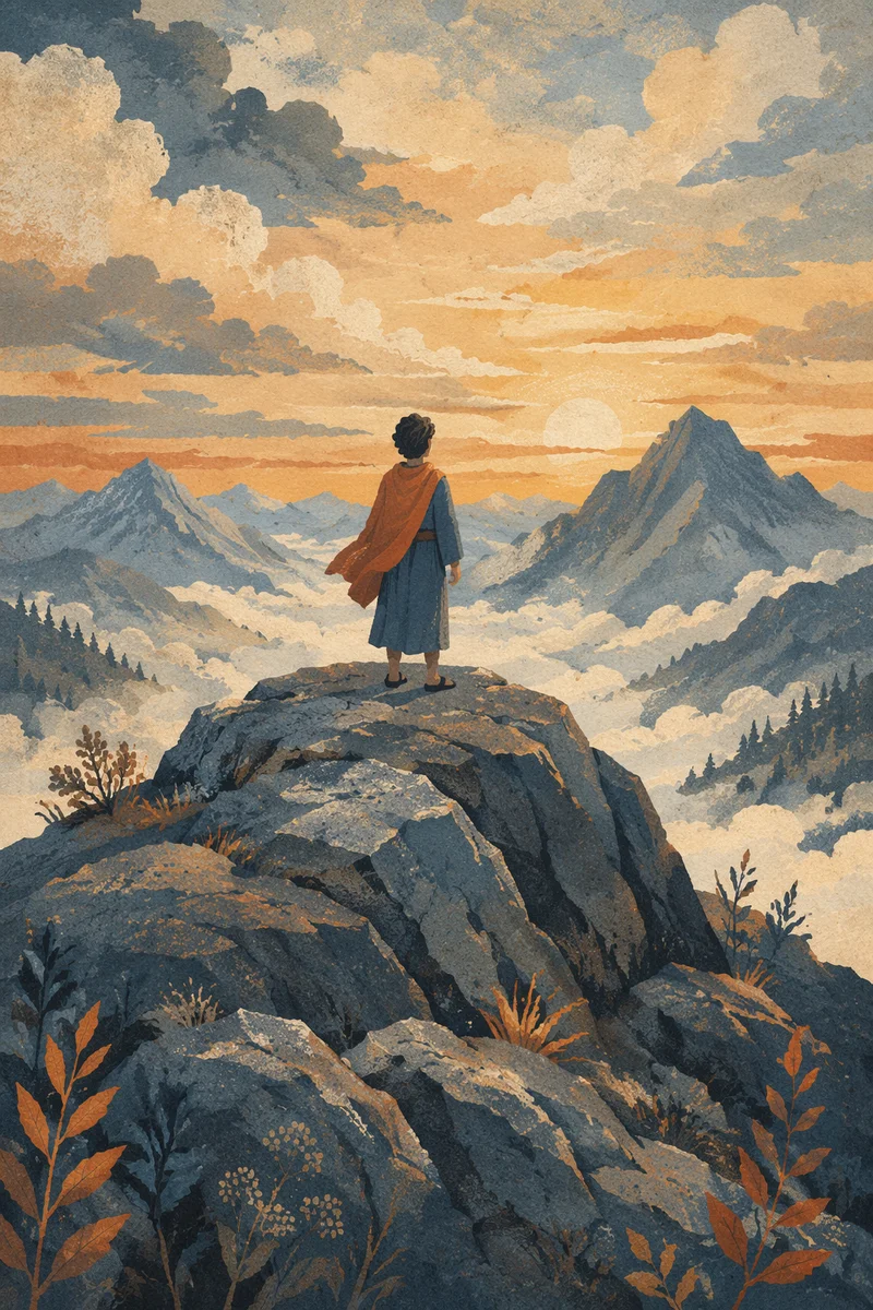 Strength and Faith on Mountain Rock