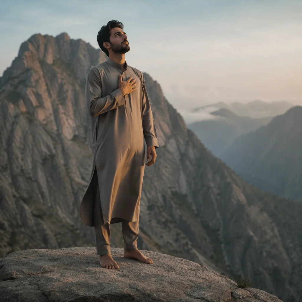 Young Man on Rocky Mountain Ledge
