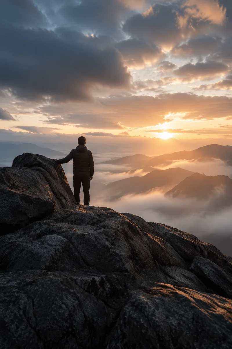 Strength and Faith on Mountain Rock