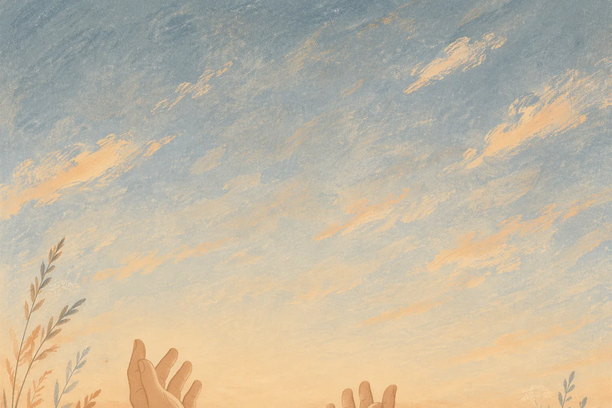 Open Hands Raised in Surrender at Dawn