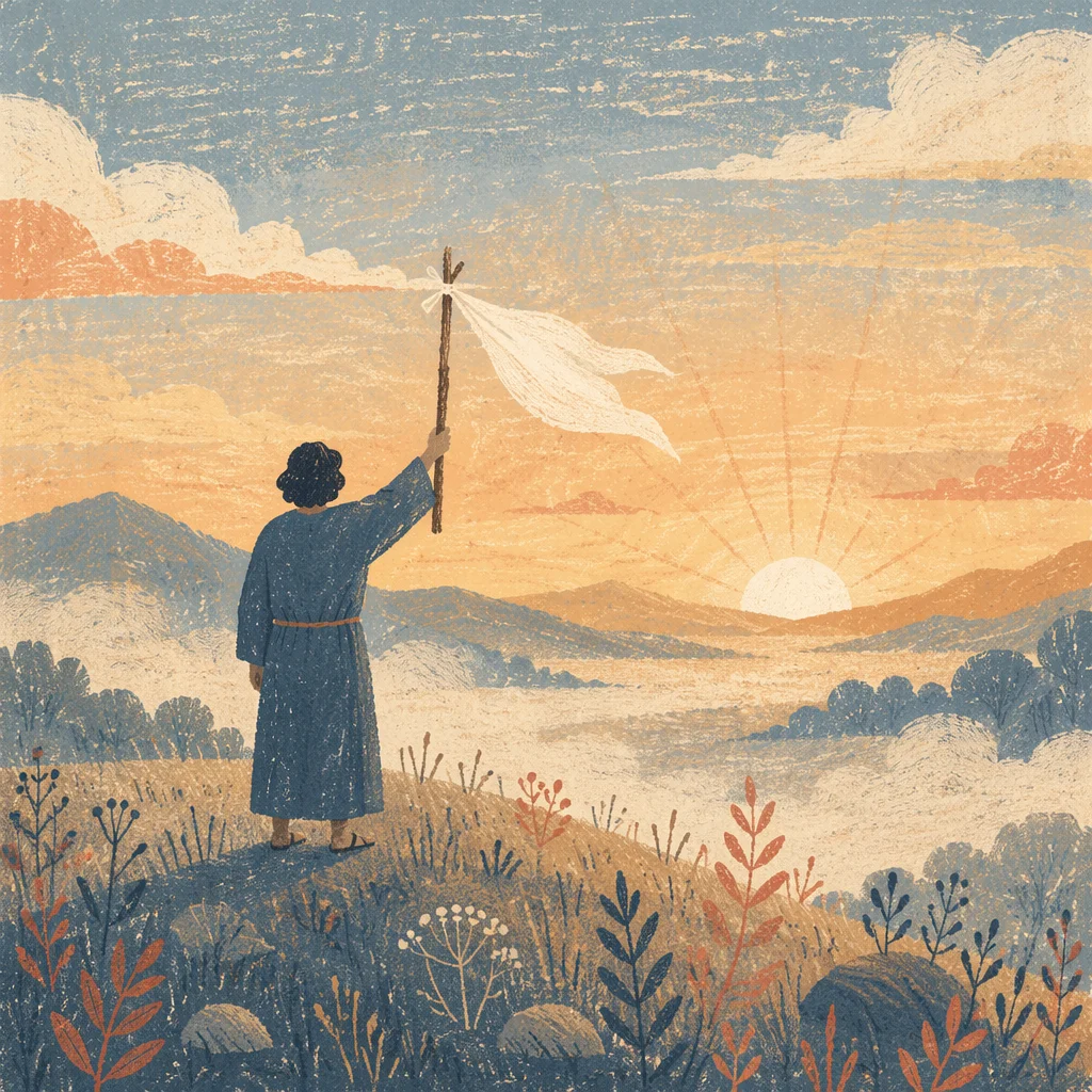 White Surrender Flag at Hopeful Sunrise