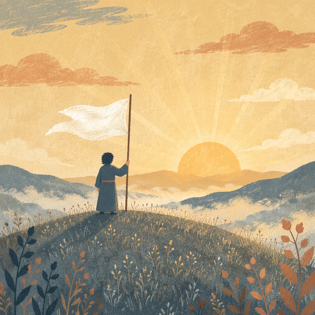 White Flag Surrender at Hopeful Sunrise