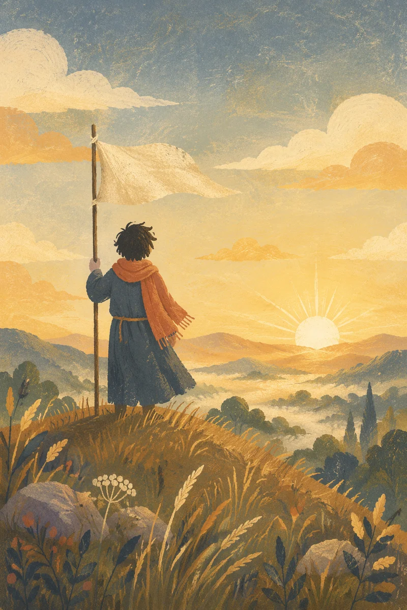 White Surrender Flag at Hopeful Sunrise