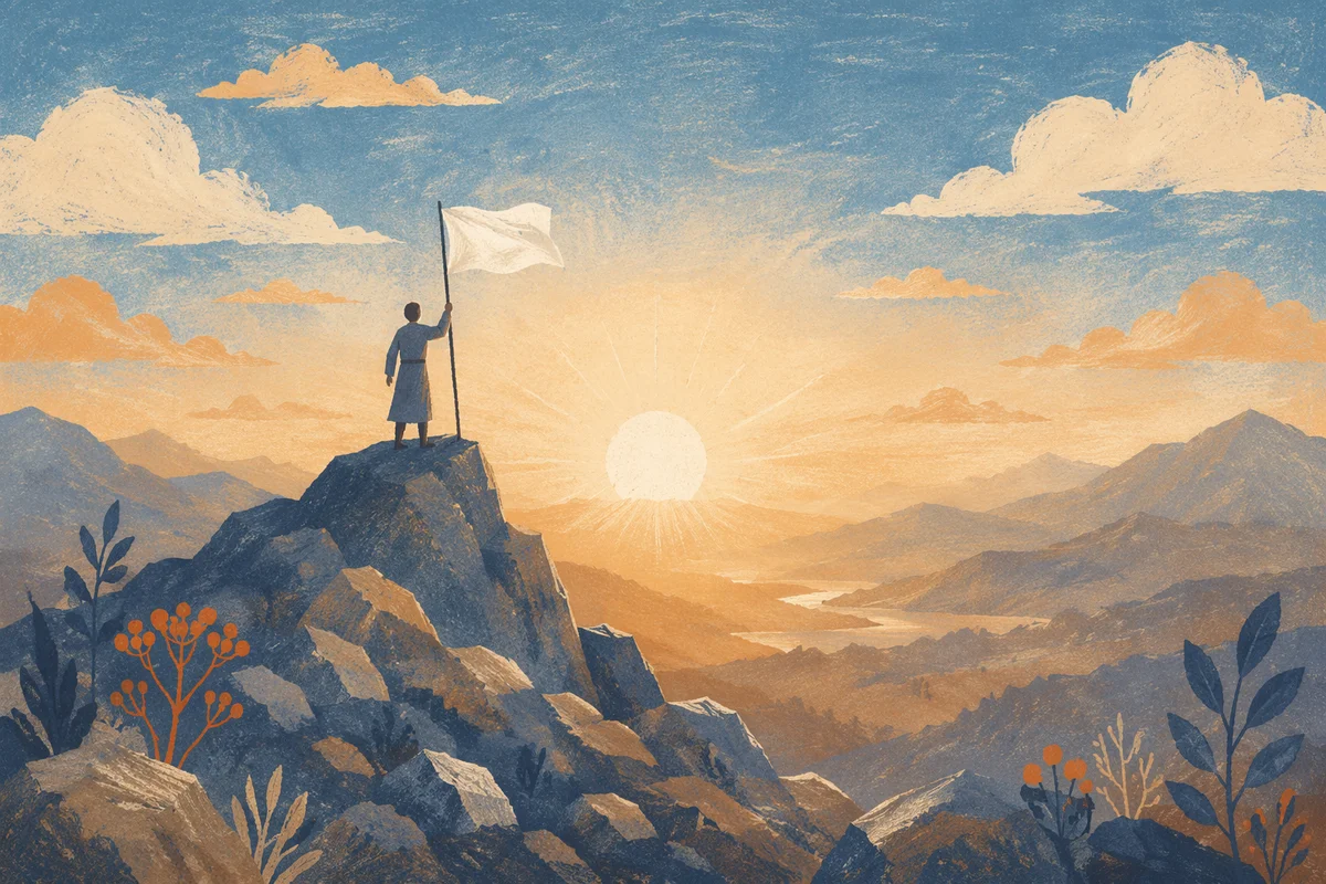 White Flag Surrender on Sunrise Hilltop