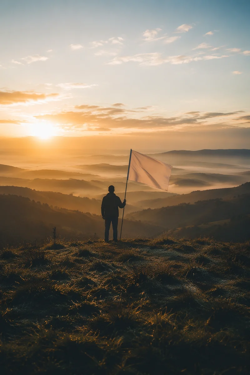 Surrender Flag at Hopeful Sunrise
