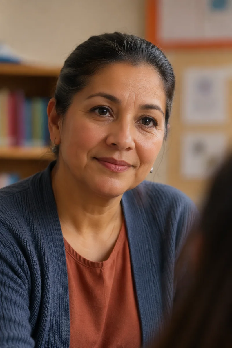 Compassionate Female Teacher Close Up Portrait