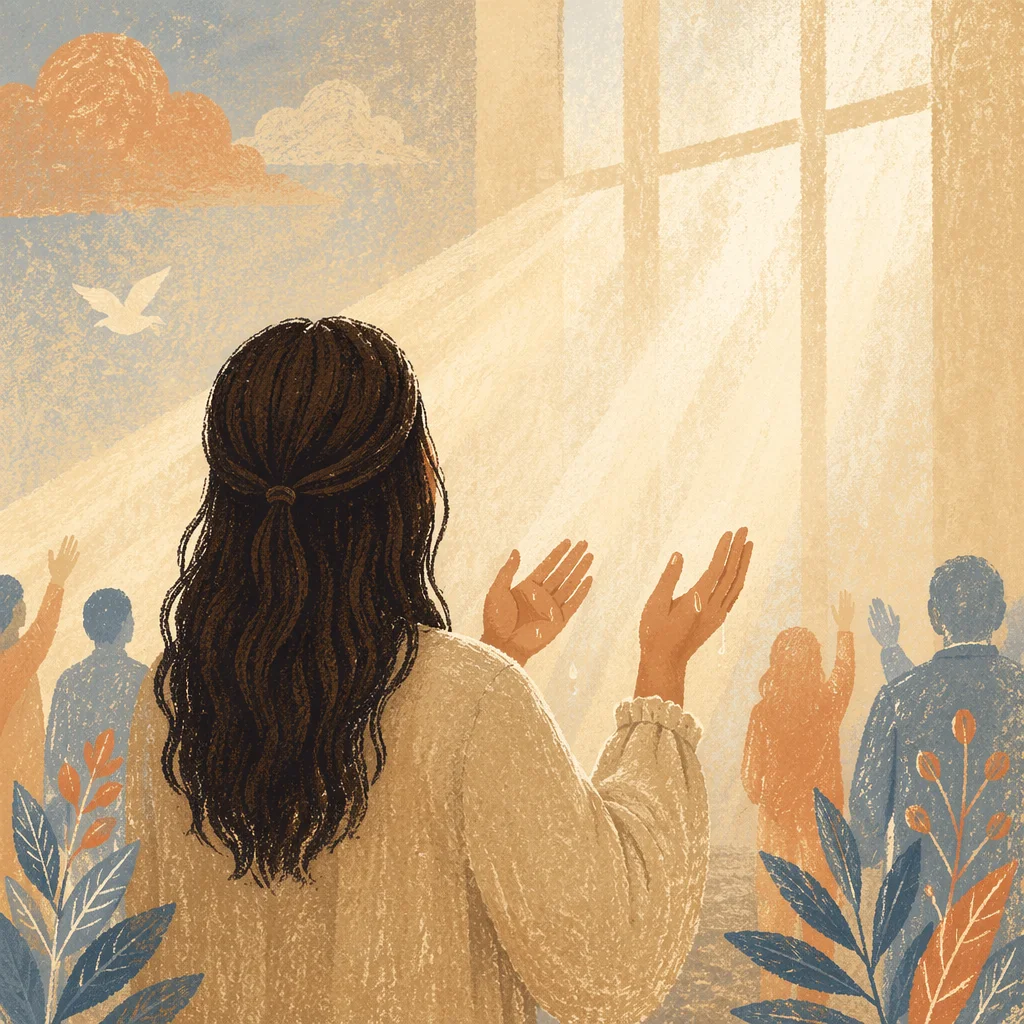Person Raising Hands in Morning Light