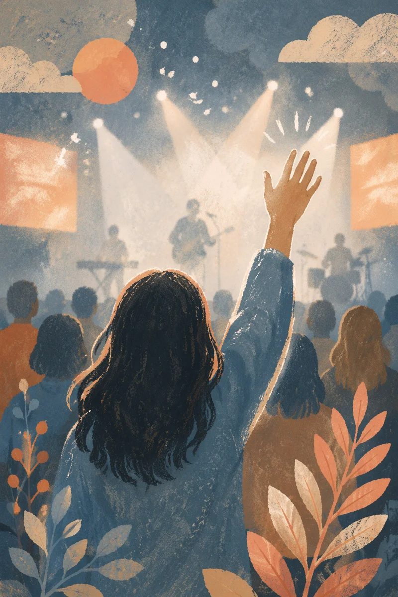 Raised Hand in Concert Silhouette