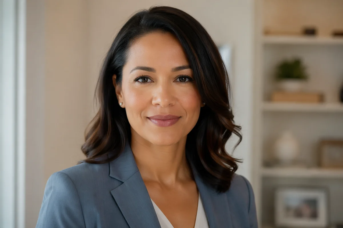 Warm Professional Woman Headshot in Office