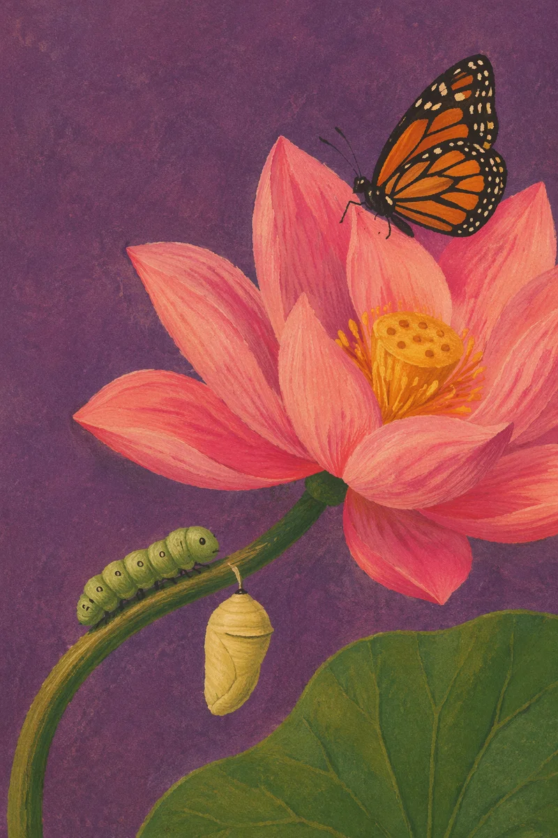Lotus Transformation with Caterpillar and Butterfly