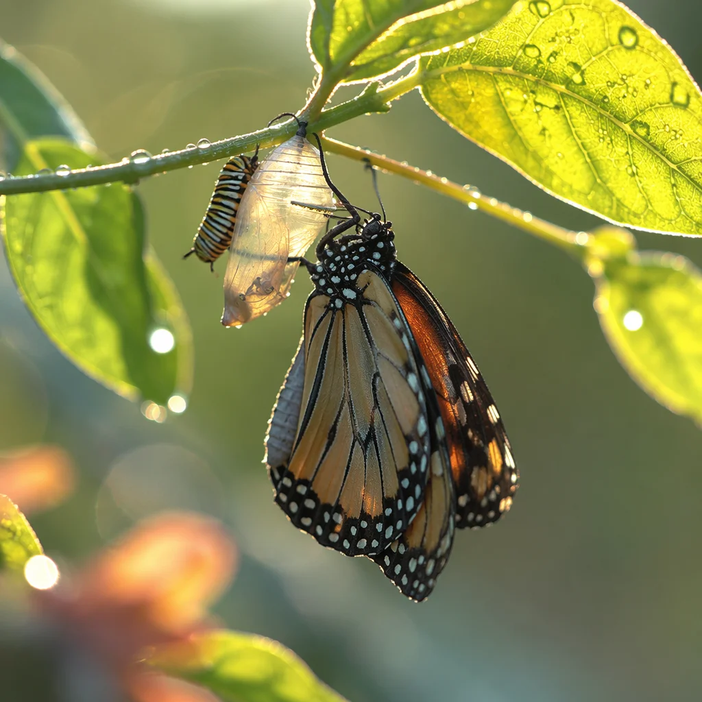 Butterfly Emerging from Chrysalis at Dawn