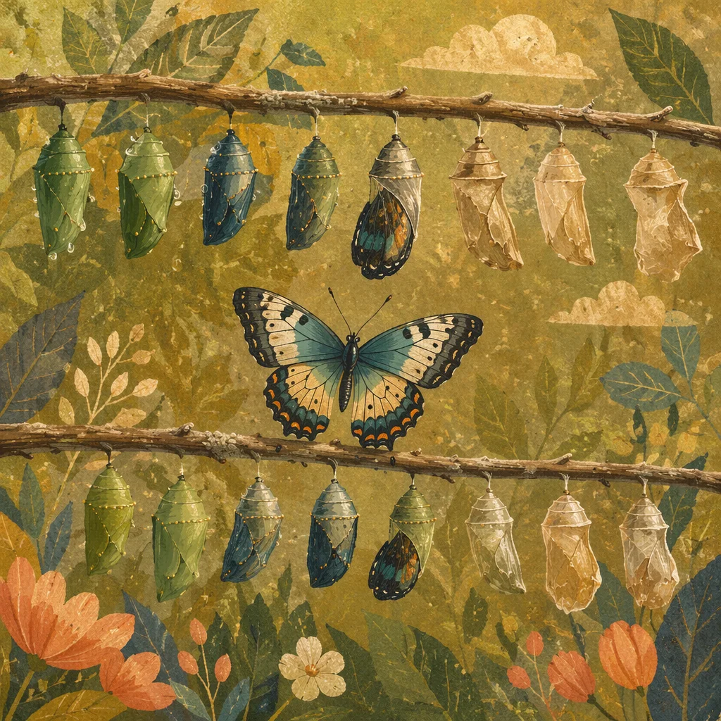 Butterfly Transformation on Golden Garden Twigs