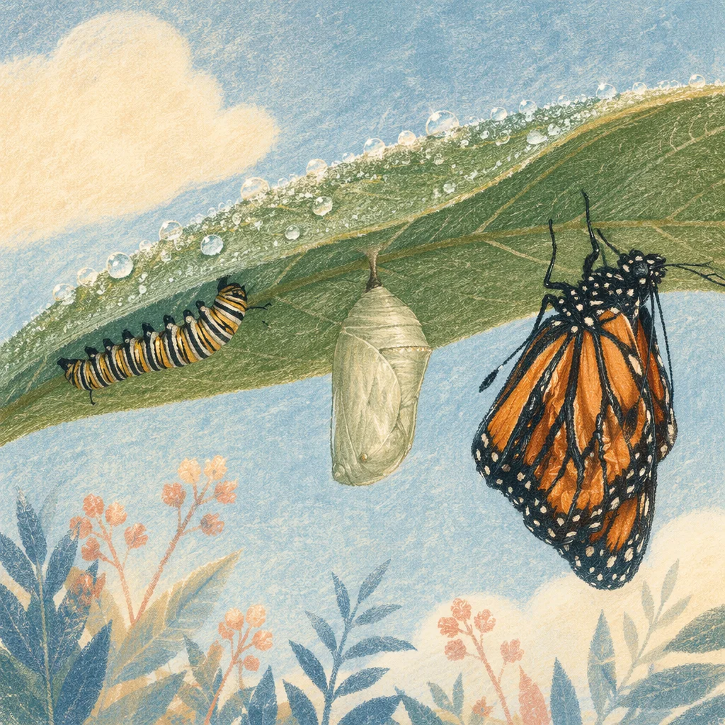 Caterpillar Chrysalis Butterfly Renewal Metaphor
