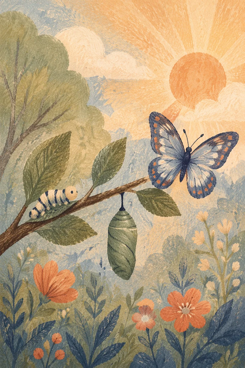 Caterpillar to Butterfly Renewal at Sunrise