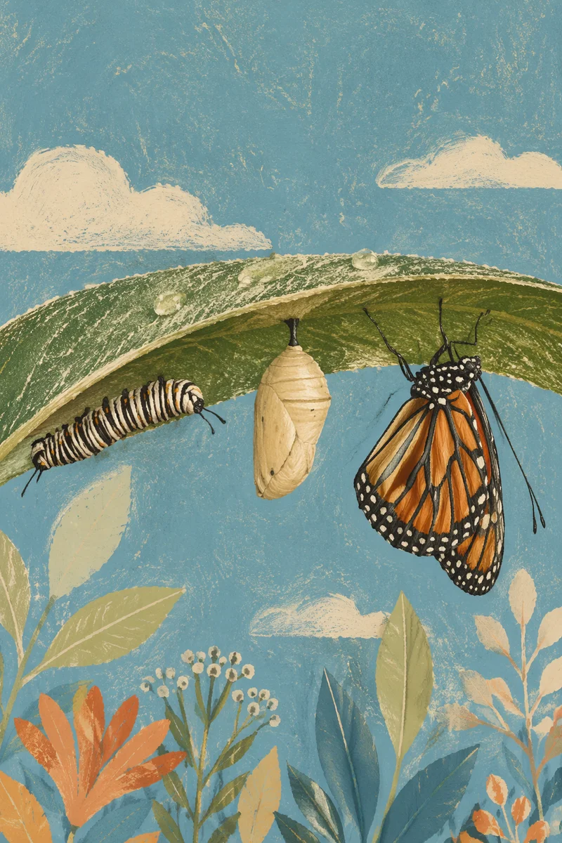 Caterpillar Chrysalis Butterfly Renewal Macro