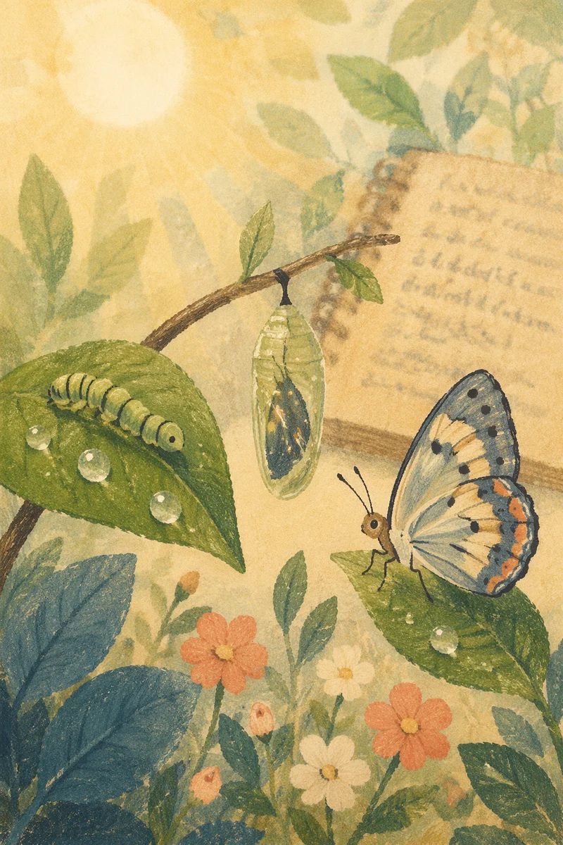 Caterpillar Butterfly Transformation in Morning Light