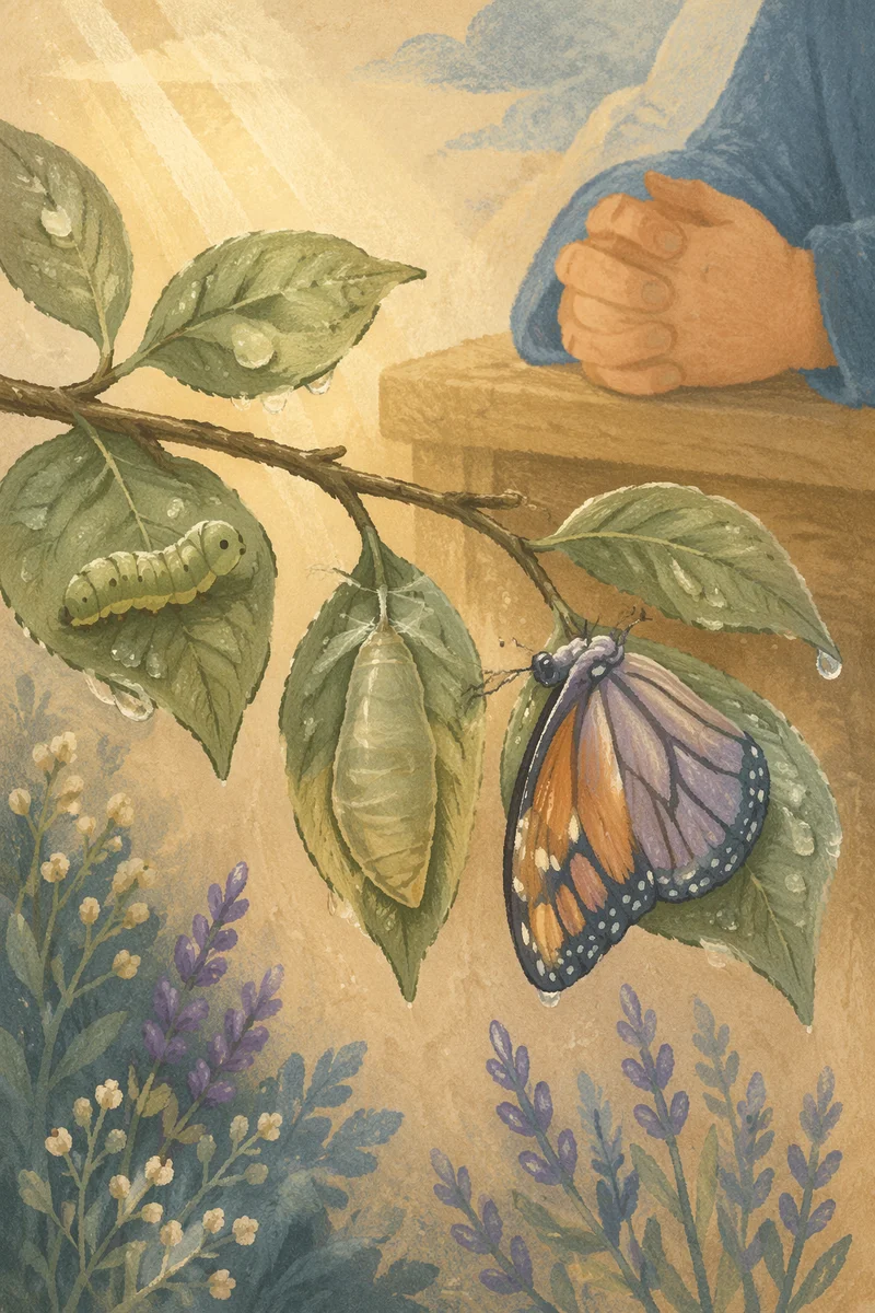 Caterpillar Butterfly Transformation with Prayerful Hope
