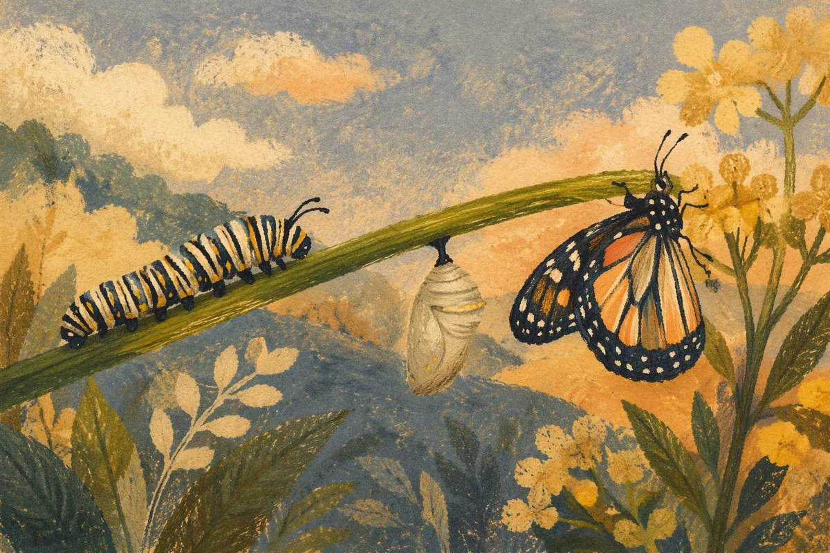 Hopeful Caterpillar to Butterfly Transformation Journey