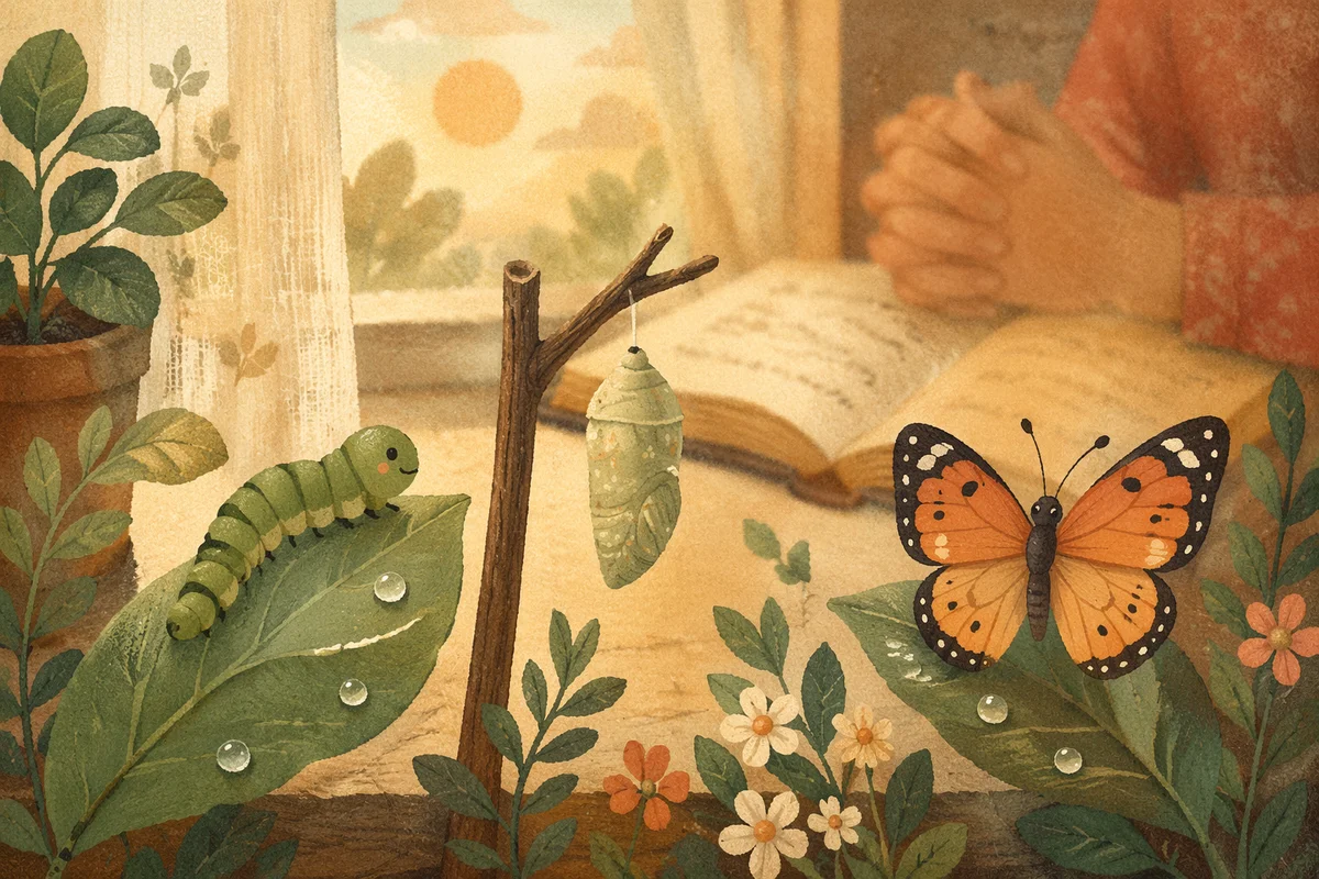 Butterfly Transformation at Dawn with Prayerful Hope
